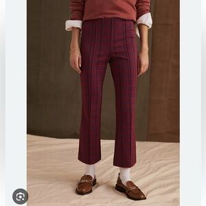 Anthropologie Burgundy Plaid Cropped Pants